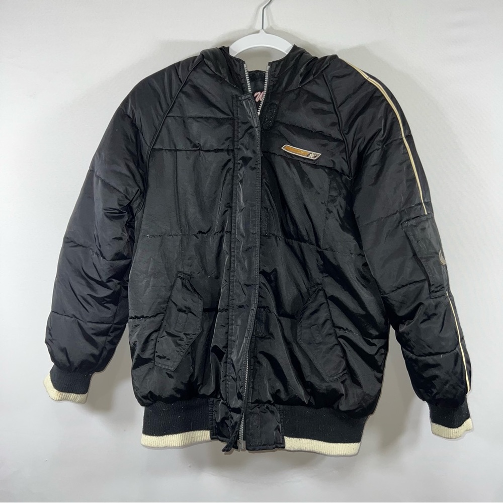 Kids Down Black Weatherproof Winter Puffer Coat size (16)